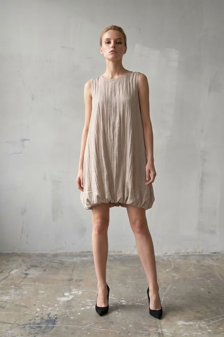 Lässiges Mini-Kleid aus strukturiertem Lyocell - Image 2