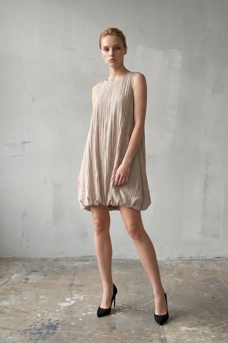 Lässiges Mini-Kleid aus strukturiertem Lyocell - Image 3