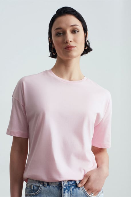 Damen Baumwoll Rundhalsausschnitt T-Shirt - Image 1