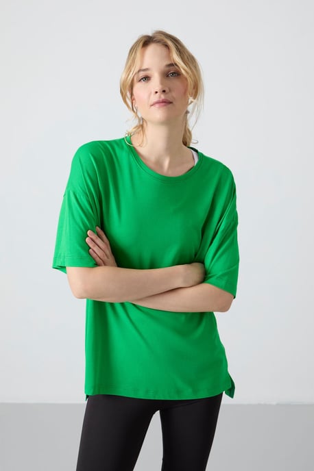 Oversized Baumwoll-Modal Rundhals-T-Shirt - Image 4