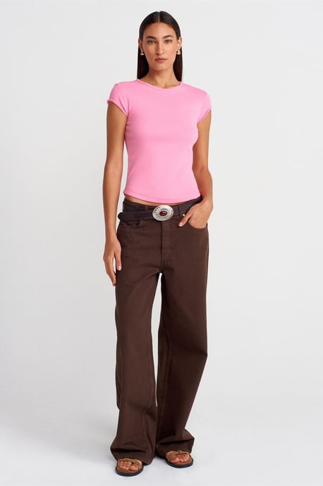 Damen Slim Fit Baumwoll Rundhals T-Shirt - Image 4