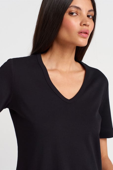 Damen Baumwoll V-Ausschnitt T-Shirt - Image 3