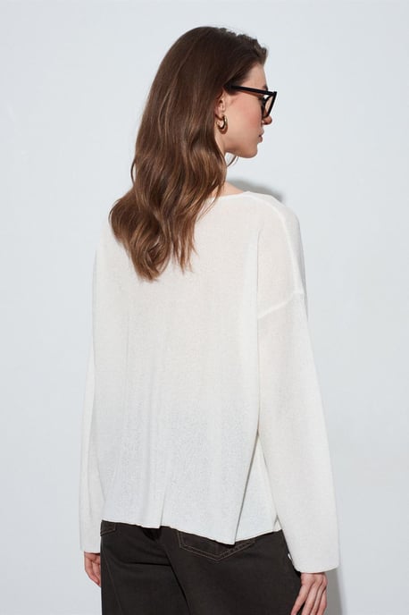 Damen V-Ausschnitt Rippstrickpullover - Image 2