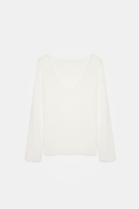 Damen V-Ausschnitt Rippstrickpullover - Image 5