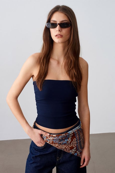Trägerlose Bodycon Bandeau-Bluse - Image 3