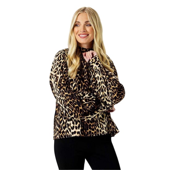 Biba - Bluse für Damen, Ballonärmel (Schwarz/Beige) - Image 1