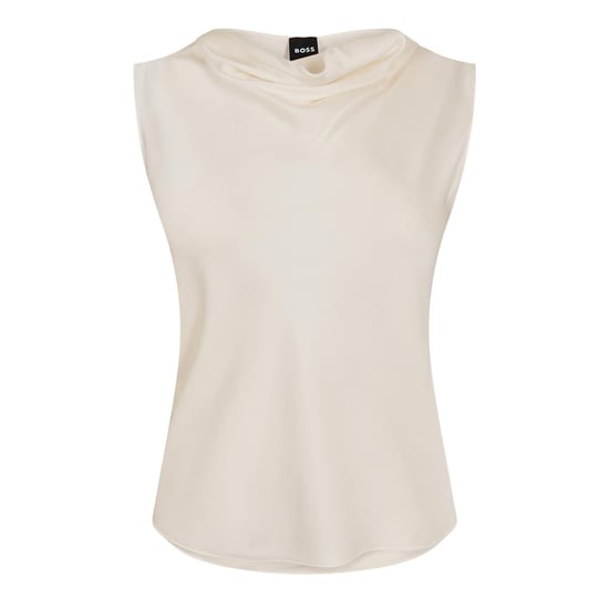 Boss - Bluse für Damen, Wasserfallausschnitt, Muschel, Ärmellos (Weiß) - Image 1