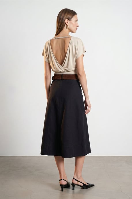 Damen Modal-Mix Cut-out Rundhalsausschnitt Bluse - Image 2