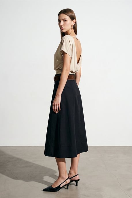 Damen Modal-Mix Cut-out Rundhalsausschnitt Bluse - Image 4