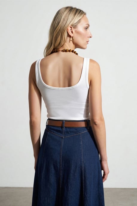 Slim Fit Ärmellose Jersey Cami Bluse - Image 2