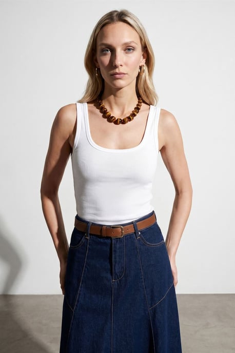 Slim Fit Ärmellose Jersey Cami Bluse - Image 3