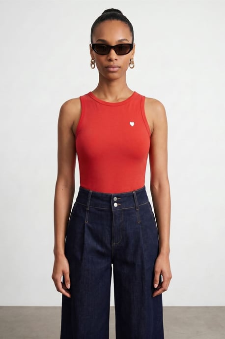 Bestickte ärmellose Slim-Fit-Jersey-Bluse - Image 3
