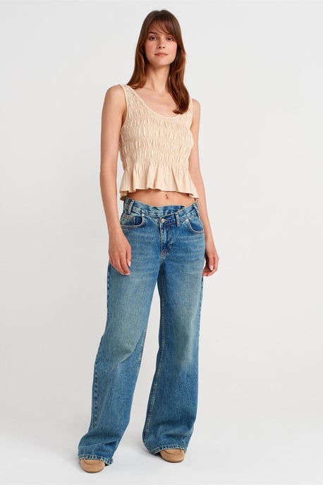Texturierte Baumwoll-Modal-Crop-Cami-Bluse - Image 4