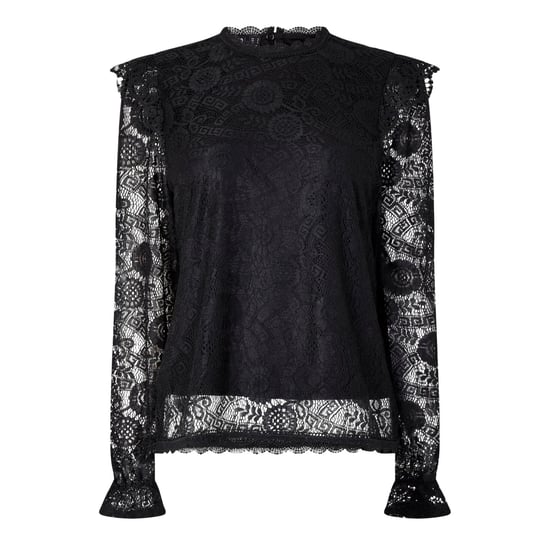 Pieces - Bluse für Damen, Hoch geschnitten, Spitze, Regulär (Schwarz) - Image 1
