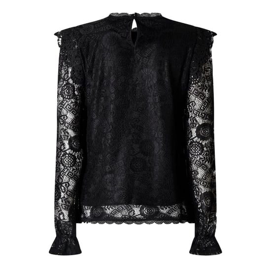 Pieces - Bluse für Damen, Hoch geschnitten, Spitze, Regulär (Schwarz) - Image 2