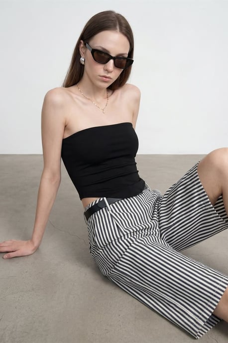 Damen Strapless Crop Bandeau Top - Image 1