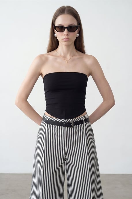 Damen Strapless Crop Bandeau Top - Image 3