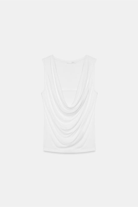 Ärmellose Cowl-Neck-Jersey-Bluse - Image 5