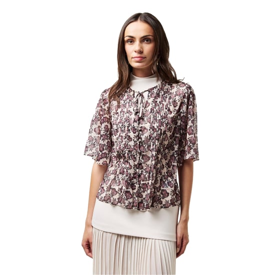 French Connection - Bluse für Damen, Krawatten-Kragen, Puffärmel (Hellrosa) - Image 1