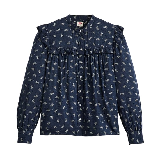 Levis - "Gianna" Bluse für Damen, Stehkragen, Rüschen (Marine) - Image 2