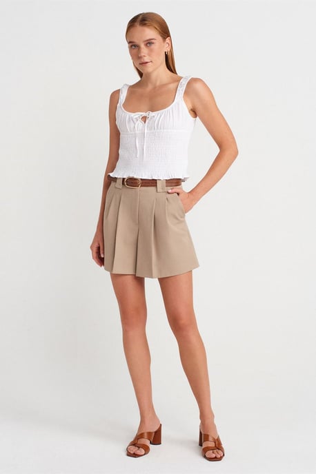 Taillierte ärmellose Bluse mit Krawattenvorderseite - Image 4