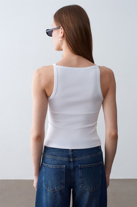 Rippene Baumwoll-Halterbluse - Image 2