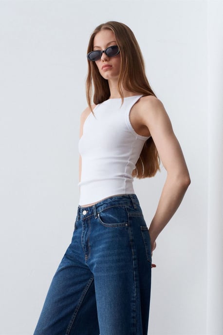 Rippene Baumwoll-Halterbluse - Image 4