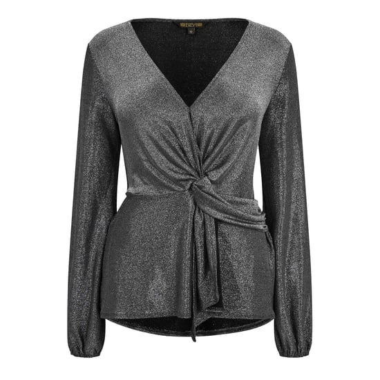 Biba - Bluse für Damen, Front mit Knoten, Metallic (Silber) - Image 2