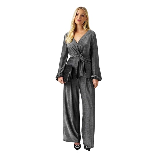 Biba - Bluse für Damen, Front mit Knoten, Metallic (Silber) - Image 5