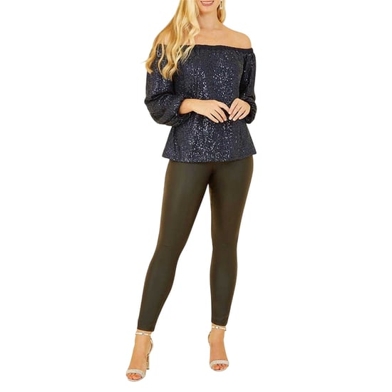Yumi - Bluse für Damen, Schulterfrei (Marine) - Image 3