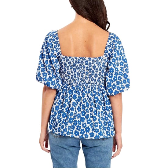 Be You - Bluse für Damen, Eckiger Ausschnitt, Waffelstoff, Puffärmel (Marine/Weiß) - Image 3