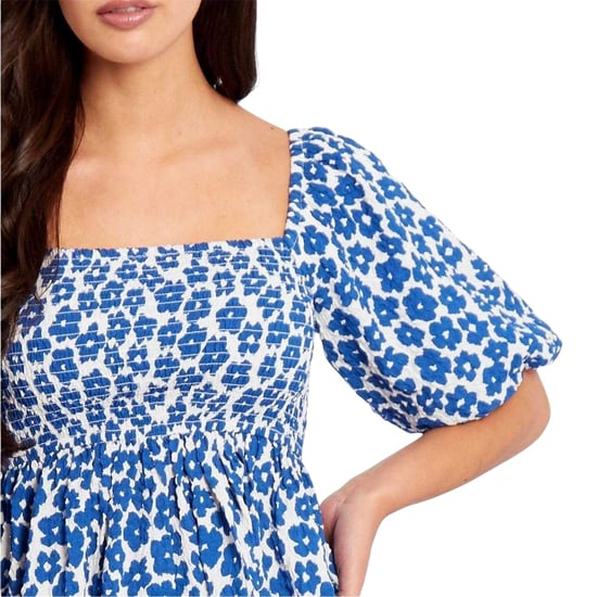 Be You - Bluse für Damen, Eckiger Ausschnitt, Waffelstoff, Puffärmel (Marine/Weiß) - Image 4