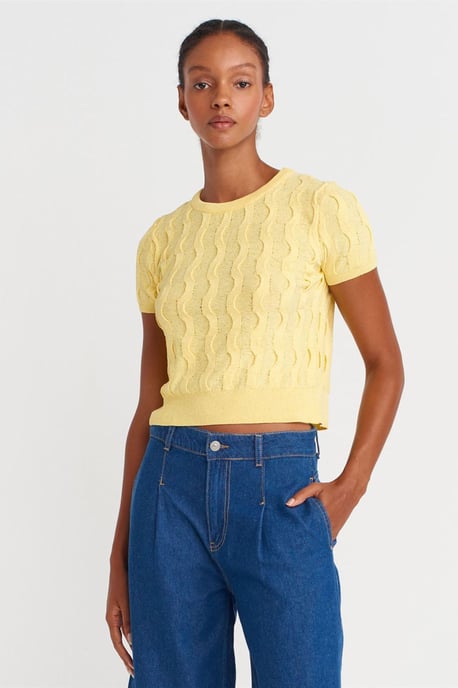 Strukturierte Ripp-Crop-Bluse - Image 1