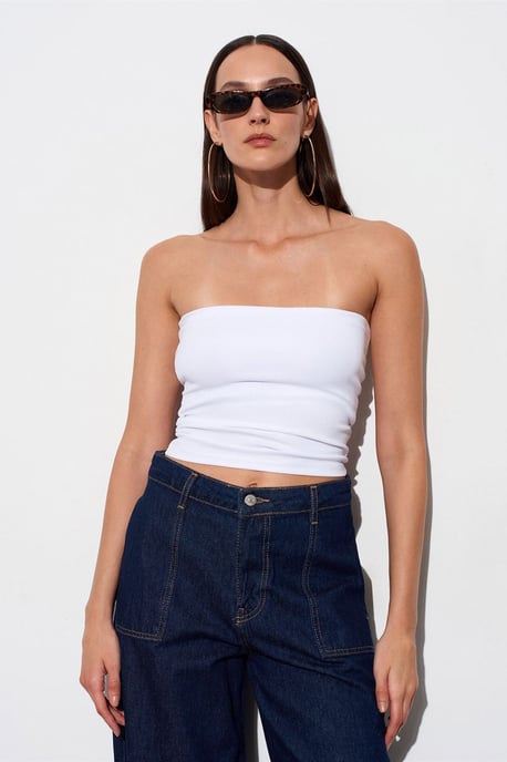 Trägerlose Bodycon Bandeau-Bluse - Image 3