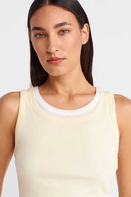 Rippstrick-Baumwoll-Ärmellose Cami-Bluse - Image 3