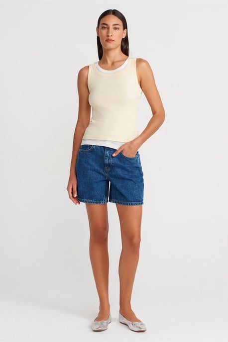 Rippstrick-Baumwoll-Ärmellose Cami-Bluse - Image 4