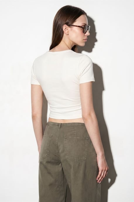 Slim Fit Crop-Jersey-Bluse - Image 2