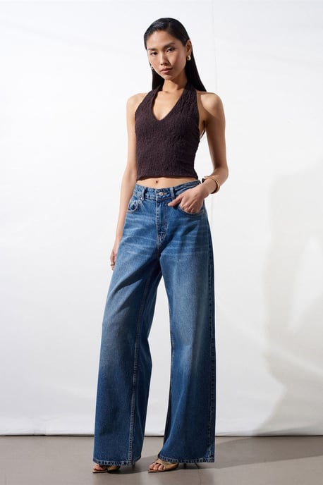 Damen Spitze Neckholder Crop Bluse - Image 1