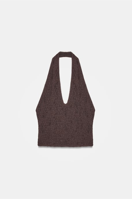 Damen Spitze Neckholder Crop Bluse - Image 5