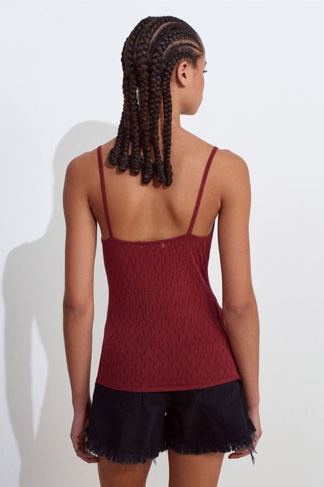 Texturierte Kurz-Cami-Bluse mit Schleifen-Detail - Image 2