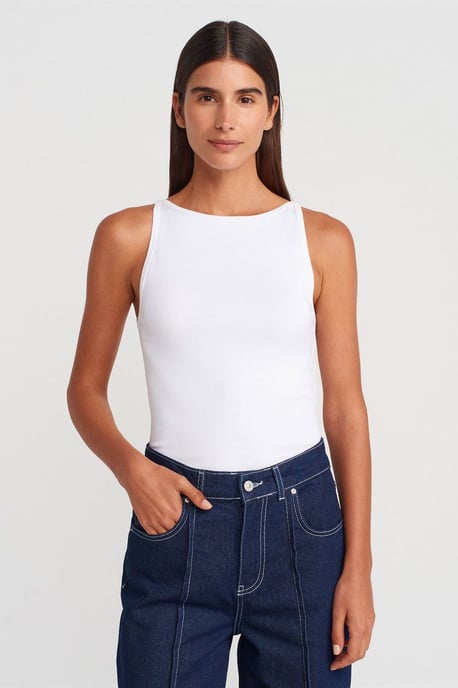 Rippstrick Halterneck Slim-Fit Bluse - Image 3