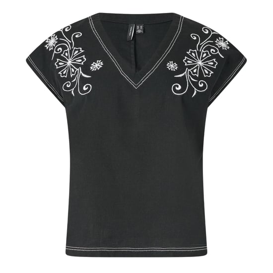 Vero Moda - Bluse für Damen, V-Ausschnitt, kurzärmlig (Schwarz) - Image 1