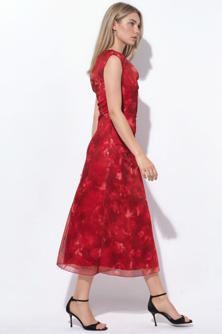 Musteriertes, gefüttertes Tüll-Strick-Midi-Kleid - Image 4
