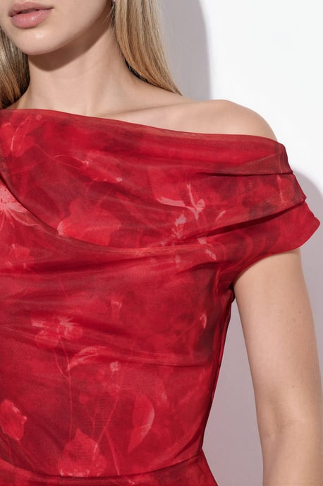 Musteriertes, gefüttertes Tüll-Strick-Midi-Kleid - Image 5