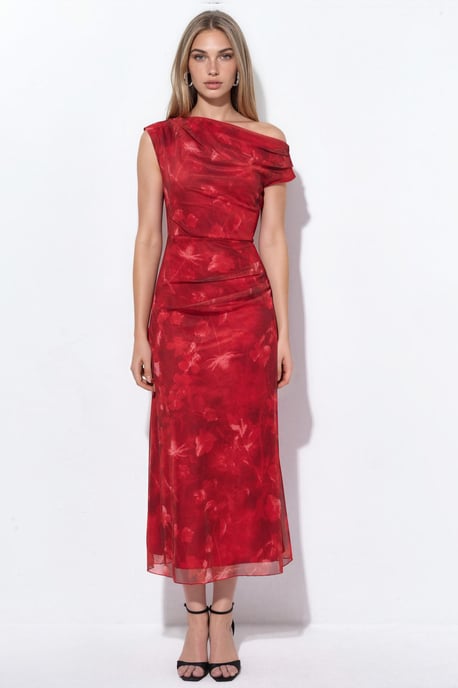 Musteriertes, gefüttertes Tüll-Strick-Midi-Kleid - Image 6
