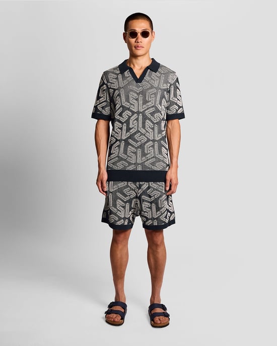 Emblem Geripptes Strickpoloshirt - Image 2