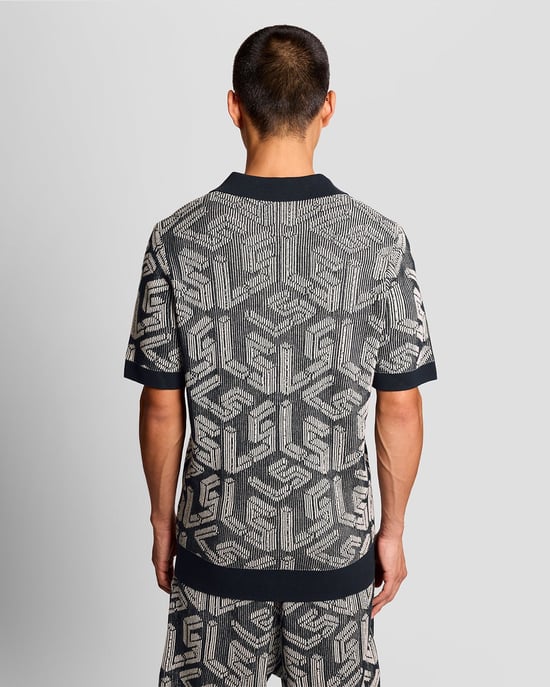 Emblem Geripptes Strickpoloshirt - Image 4