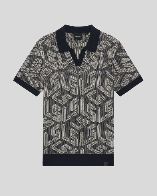 Emblem Geripptes Strickpoloshirt - Image 5
