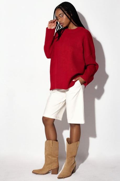 Oversized Rundhalsausschnitt Strickpullover - Image 2