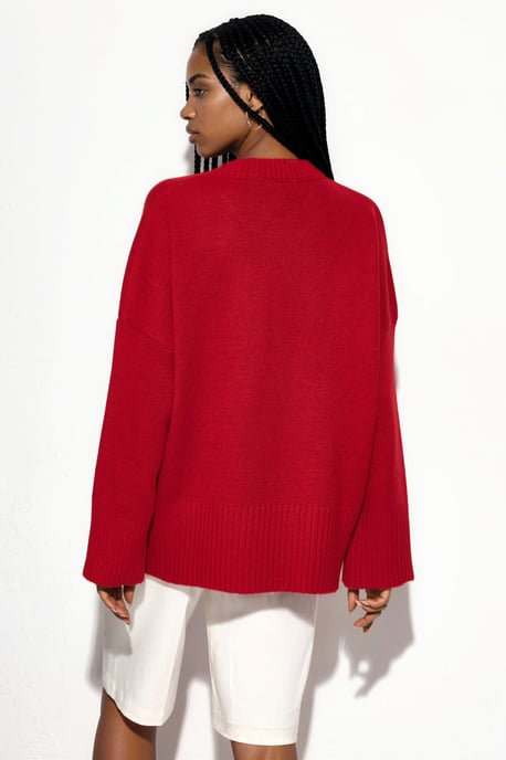 Oversized Rundhalsausschnitt Strickpullover - Image 3